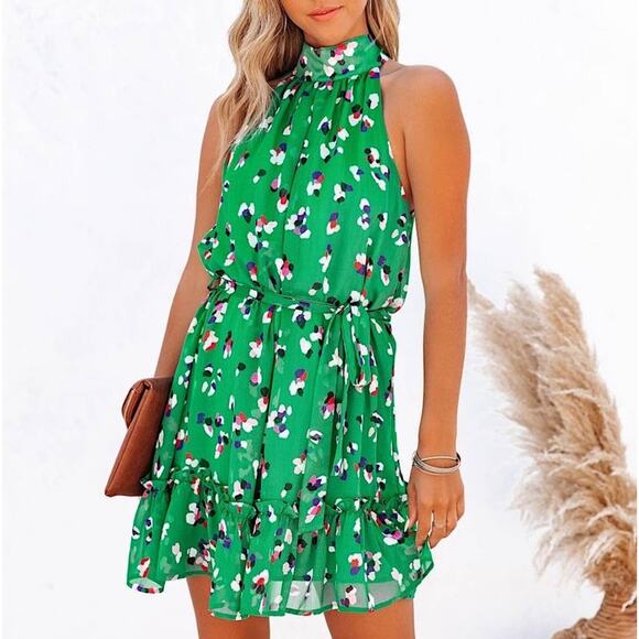 Vici Sweet Jasmine Chiffon Halter Dress - Picture 1 of 7